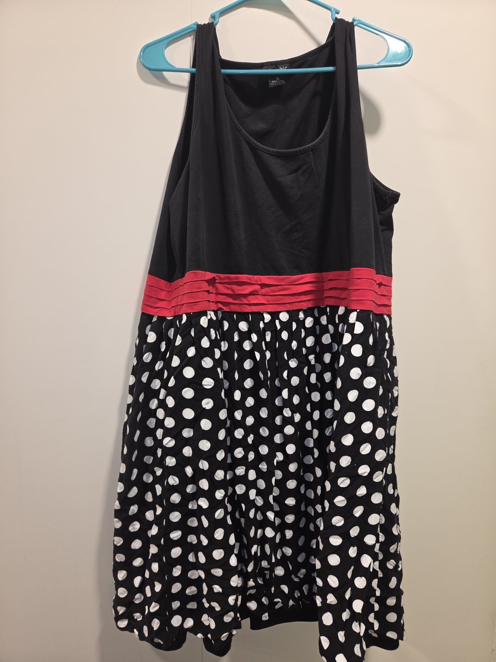 City Chic Black and White Polka Dot Midi Dress with Pink Waistband
